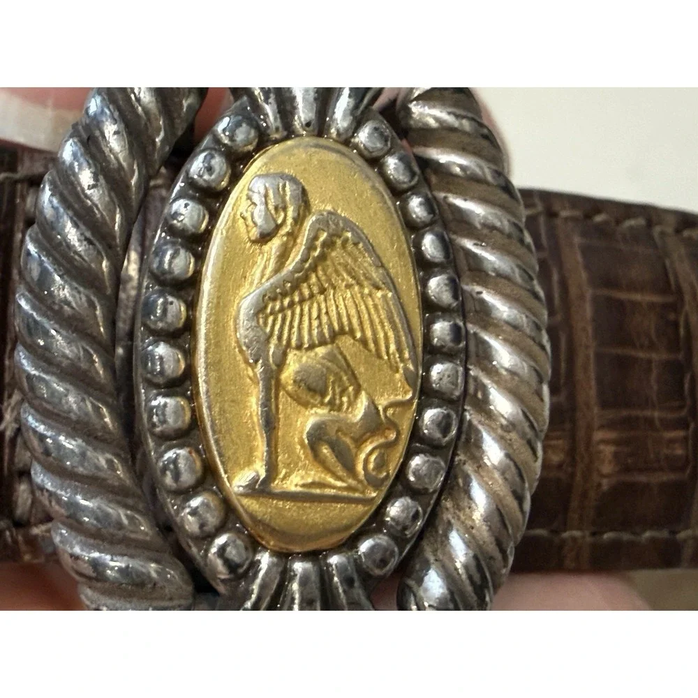 VTG Brighton Museum Collection Brown Leather Belt Greco Roman‎ Coin Med 33